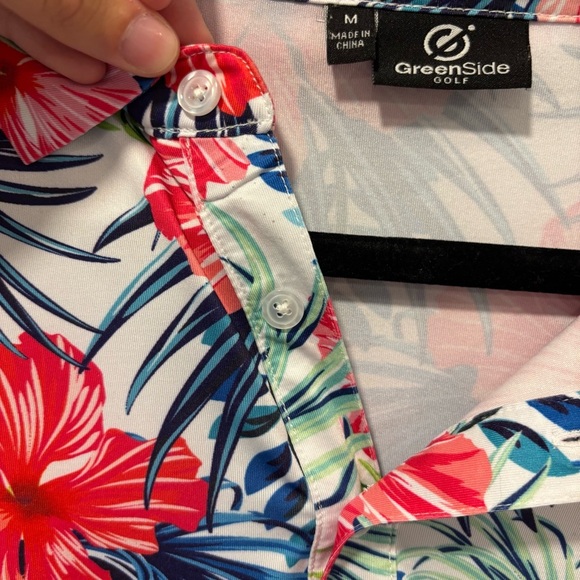 Greenside Golf Polo Aloha Performance Shirt Floral Athletic Vacation Tropical - Picture 6 of 8